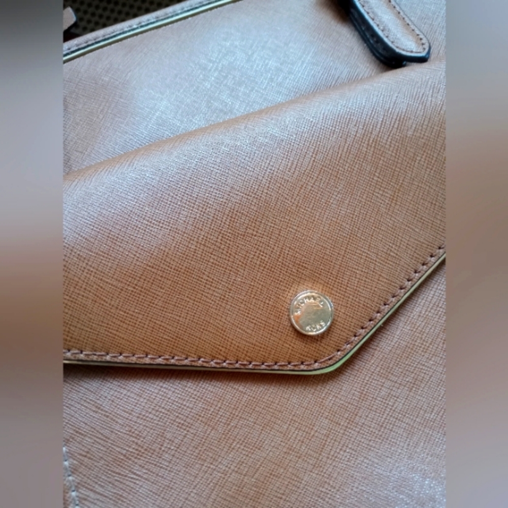 Michael Kors: Light Brown and gold trim tote